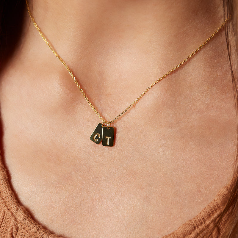 Personalized Initial Tag Pendant Necklace