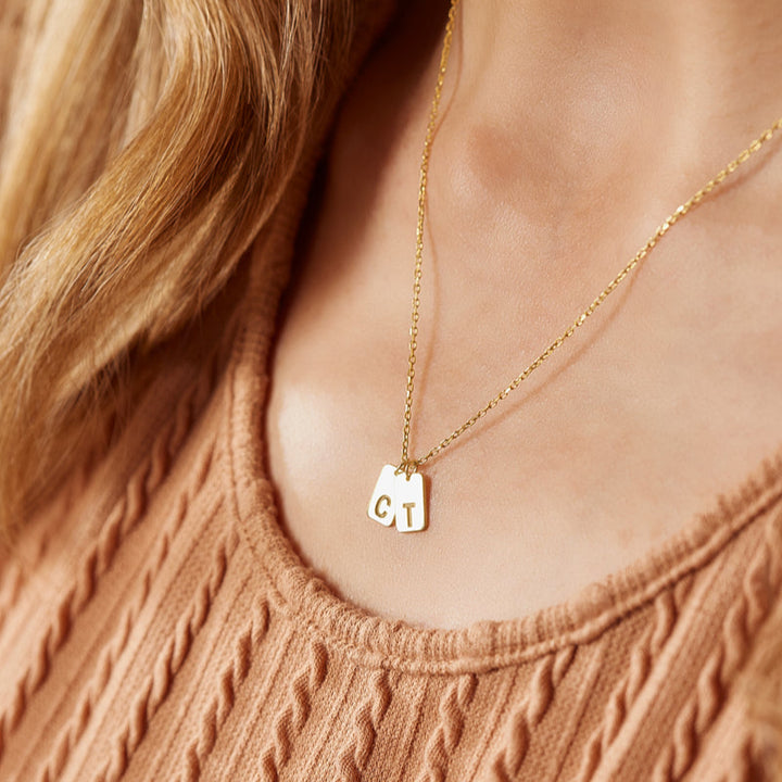 Personalized Initial Tag Pendant Necklace