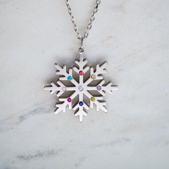 Snowflake Birthstone Necklace
