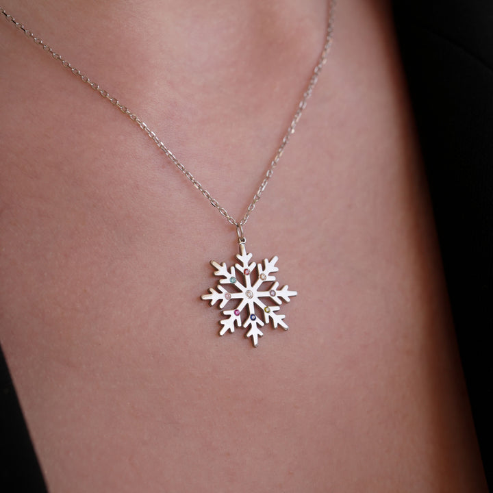 Snowflake Birthstone Necklace