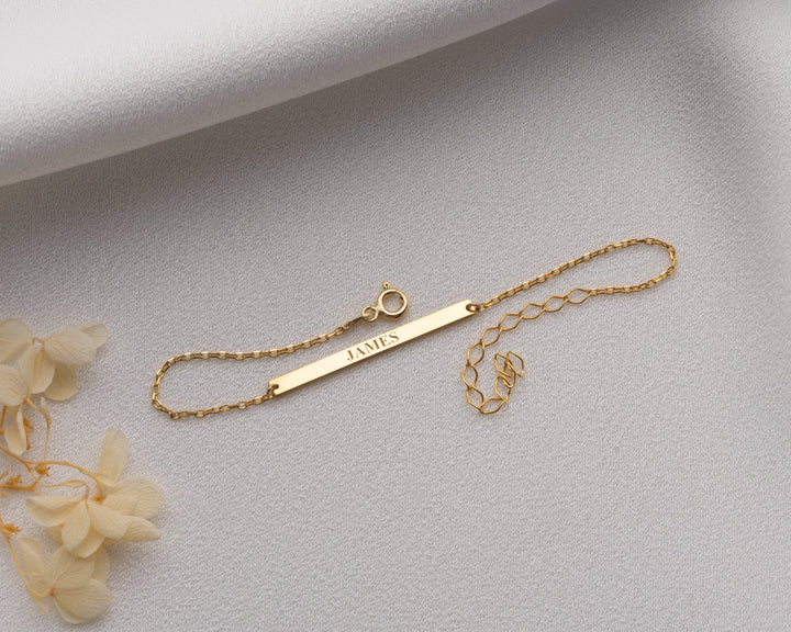 Custom Name Bar Bracelet With Birthstone