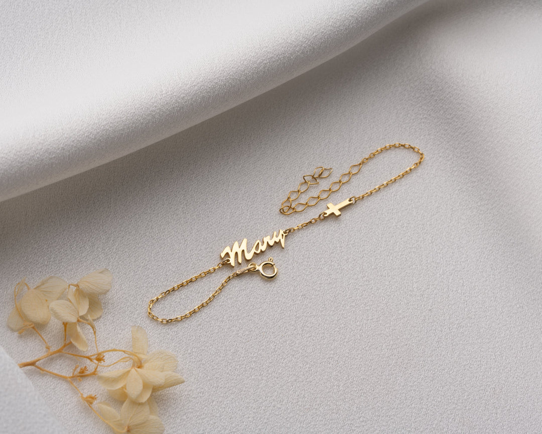 Name Bracelet with Cross