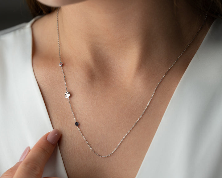 Sideways Birthstone Necklace