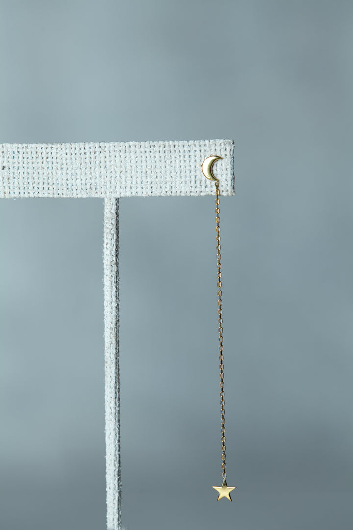 Moon & Star Threader Earrings