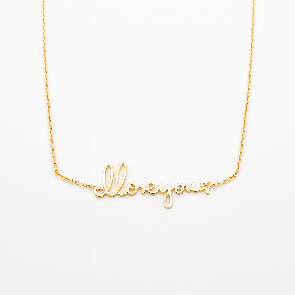 14K Solid Gold Handwriting Necklace