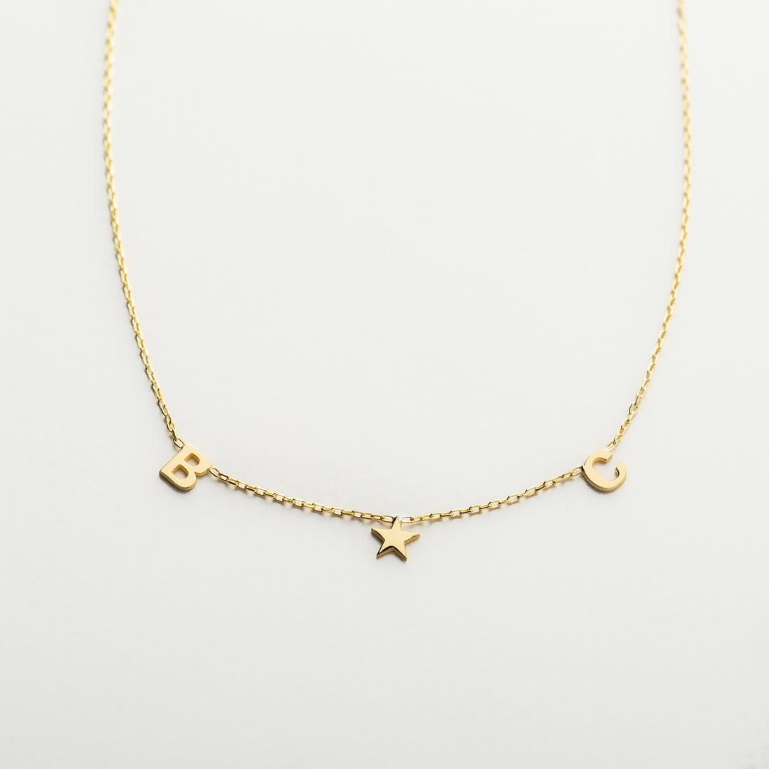14K Solid Gold Initial & Symbol Necklace