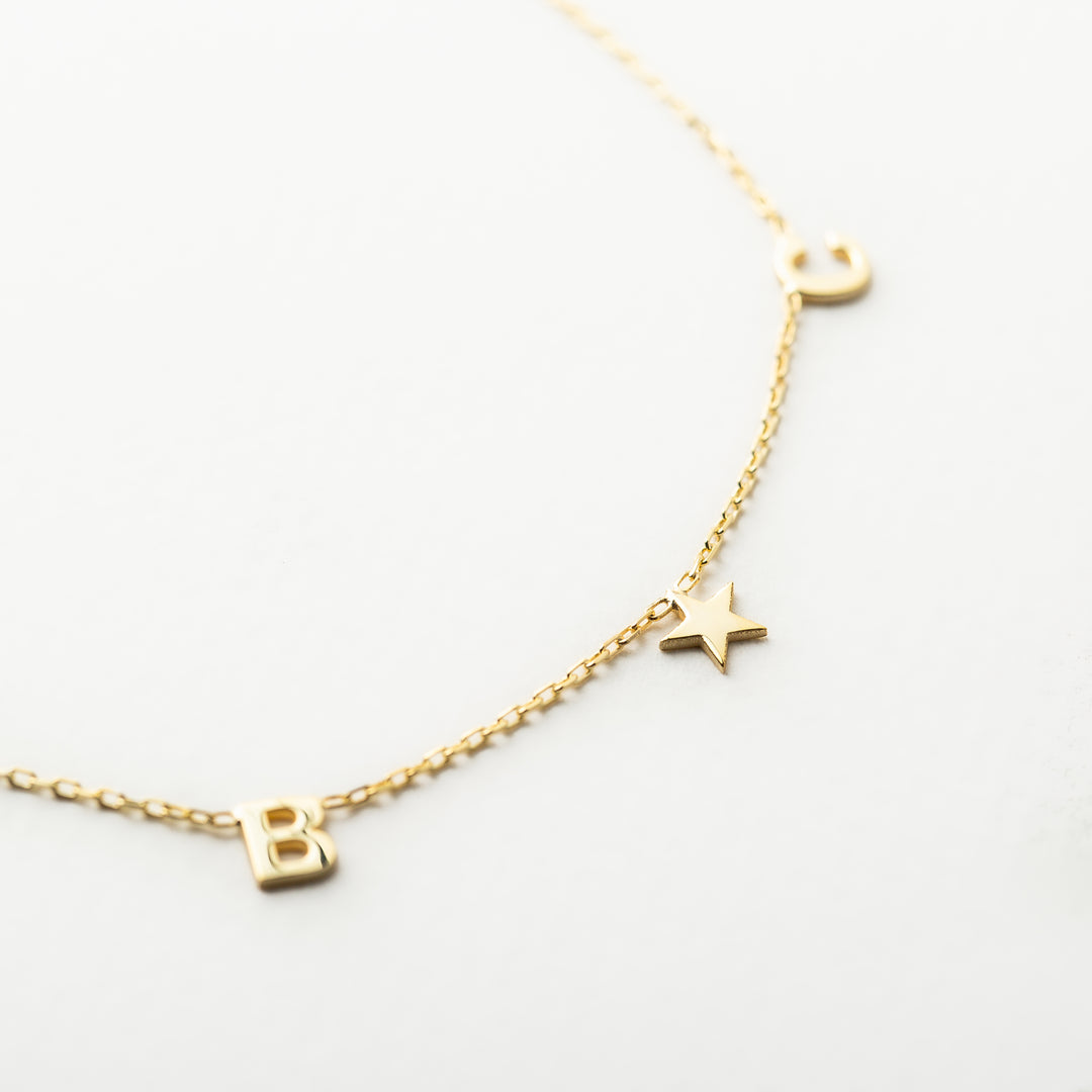 14K Solid Gold Initial & Symbol Necklace