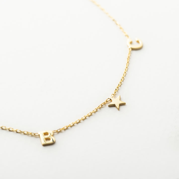 14K Solid Gold Initial & Symbol Necklace