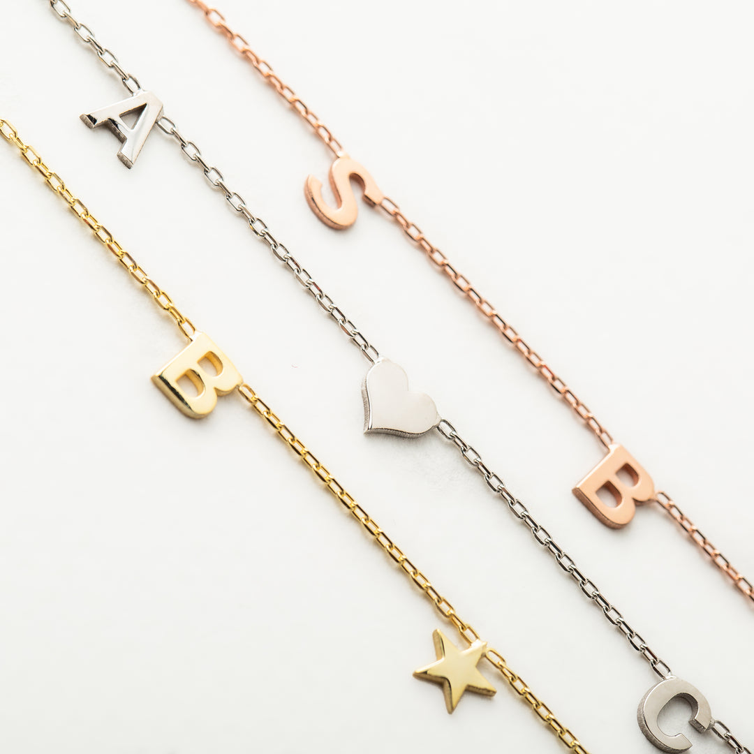 14K Solid Gold Initial & Symbol Necklace