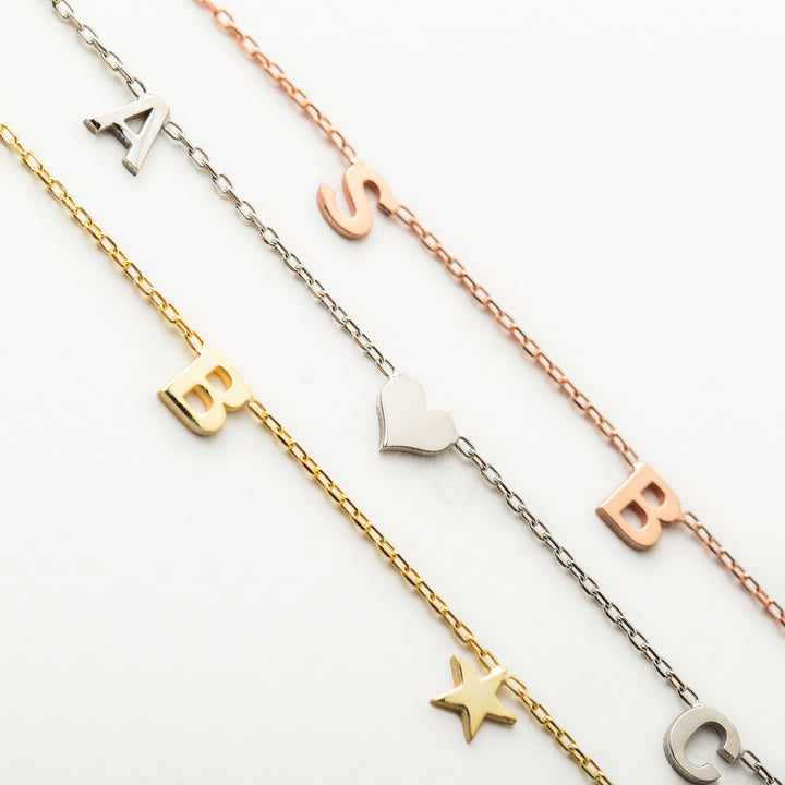 14K Solid Gold Initial & Symbol Necklace