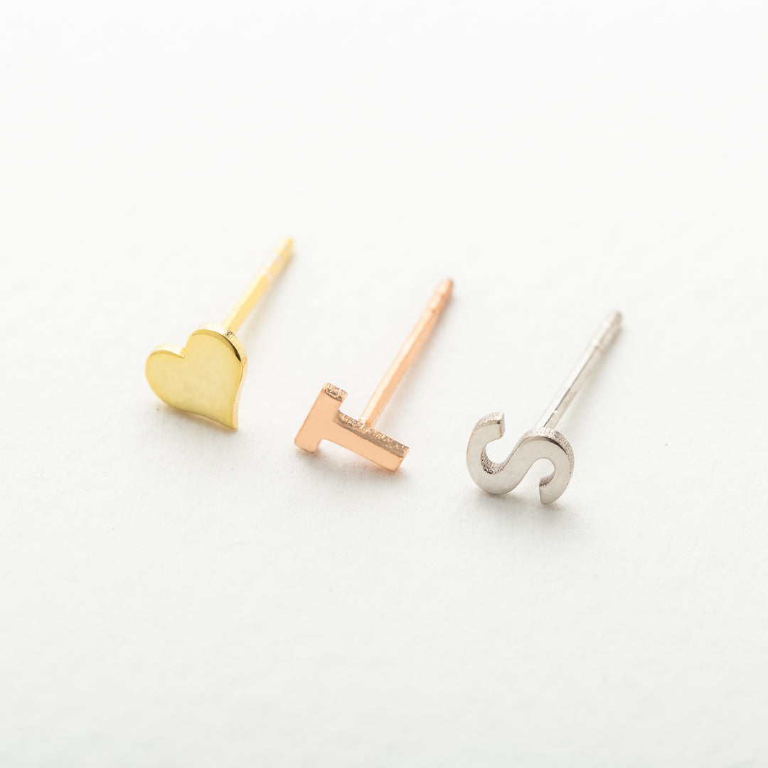 14K Solid Gold Letter Earrings