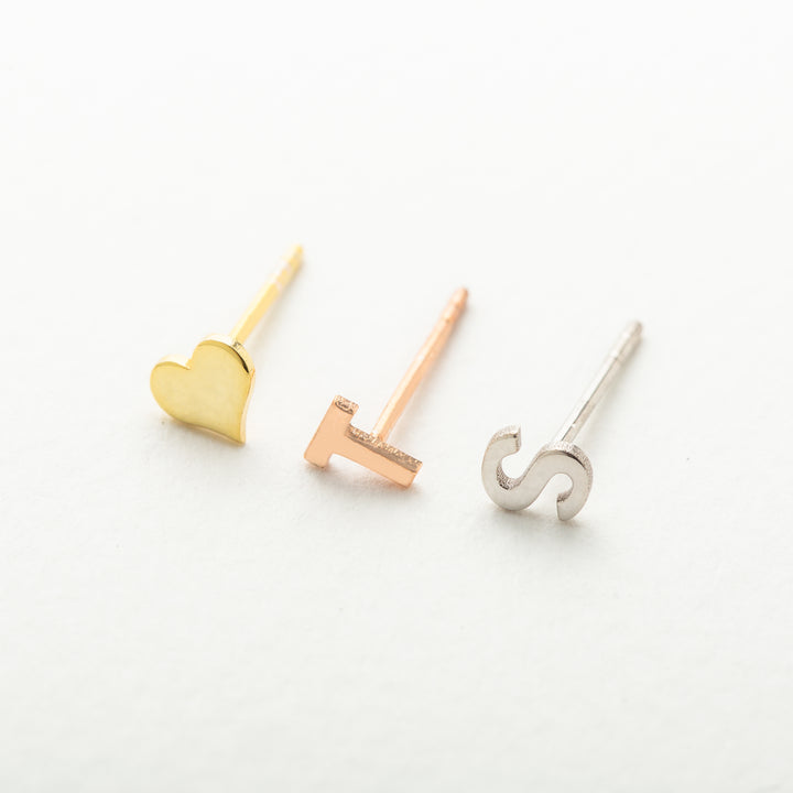 14K Solid Gold Letter Earrings