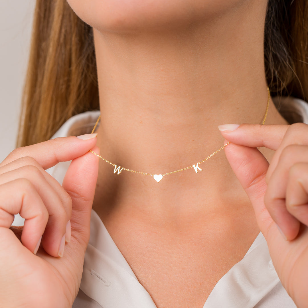 14K Solid Gold Initial & Symbol Necklace