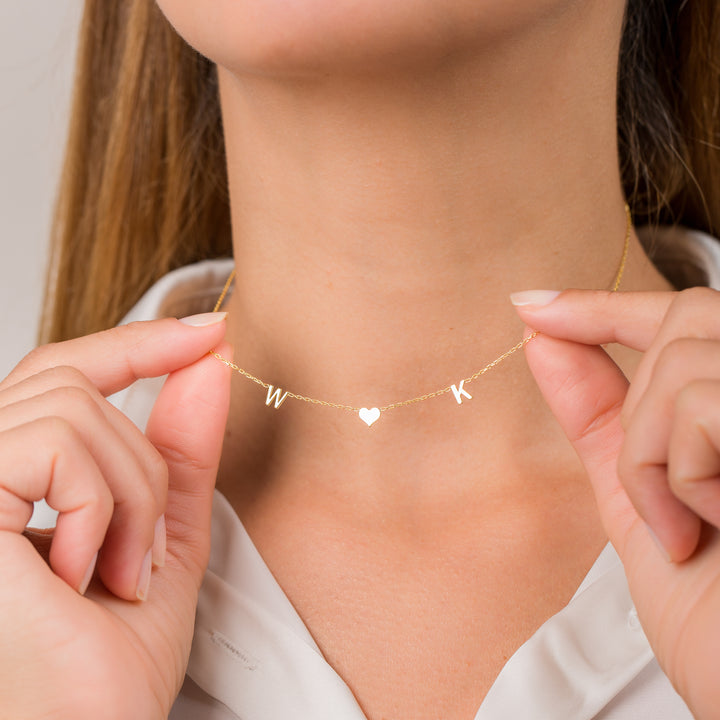 14K Solid Gold Initial & Symbol Necklace