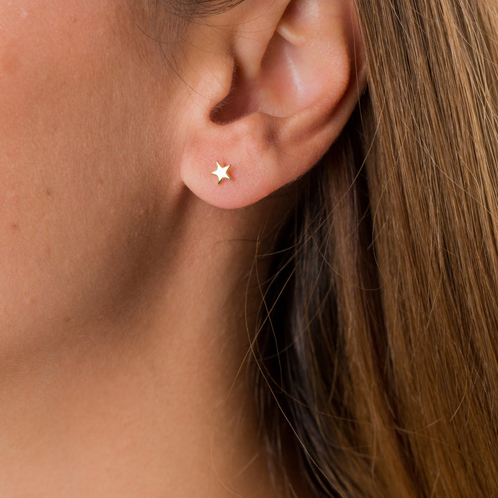 14K Solid Gold Letter Earrings