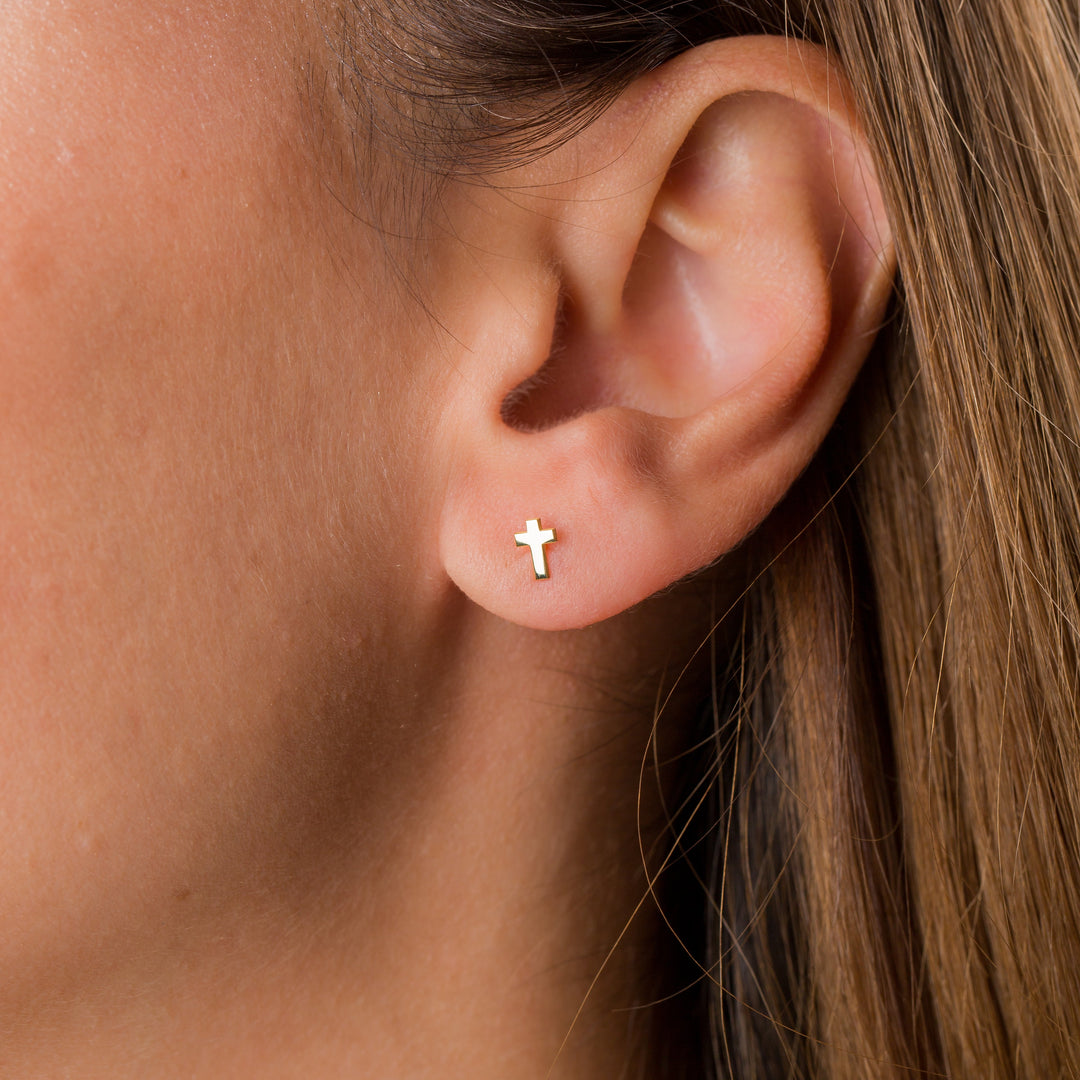 14K Solid Gold Letter Earrings