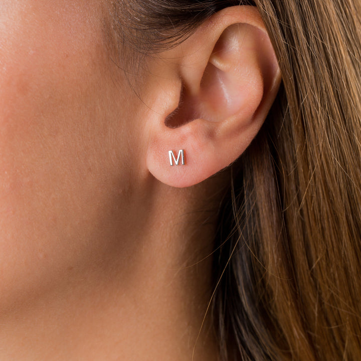 14K Solid Gold Letter Earrings